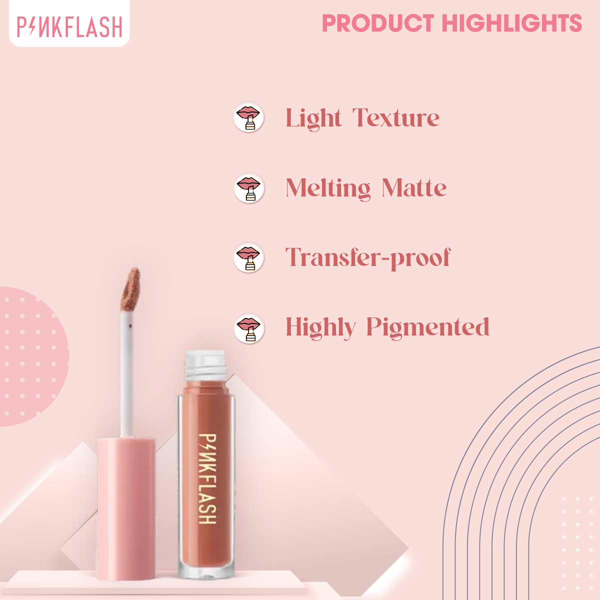 Picture of PinkFlash Lipstick #N02 Rosy Rosy (Nudee Pink) Melting Matte Waterproof Lipcream - 2.3g