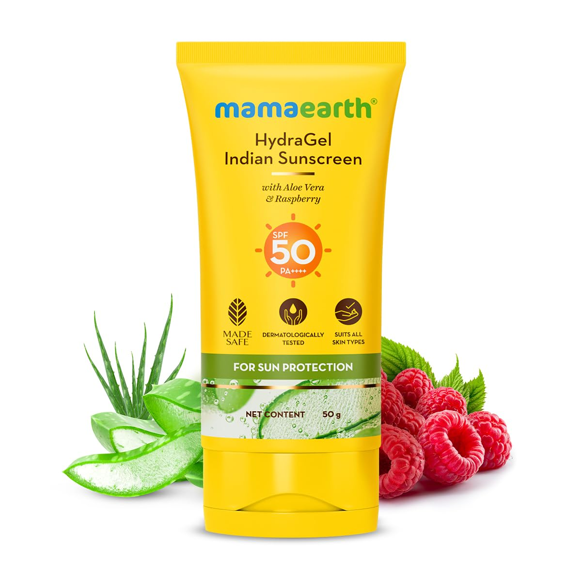 Picture of Mamaearth HydraGel Indian Sunscreen with Aloe Vera and Raspberry for Sun Protection - 50g
