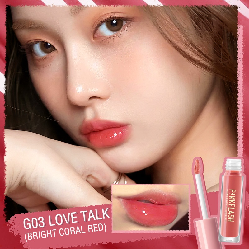 Picture of PinkFlash Lip Gloss #G03 Love Talk (Bright coral red) Ever Glossy Moist Lip Gloss - 2.3g