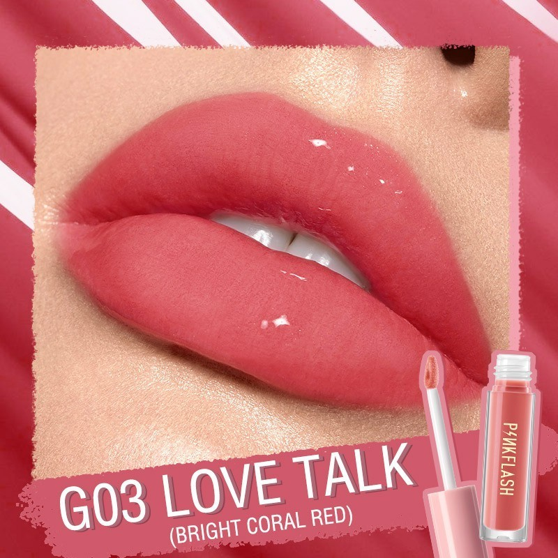 Picture of PinkFlash Lip Gloss #G03 Love Talk (Bright coral red) Ever Glossy Moist Lip Gloss - 2.3g