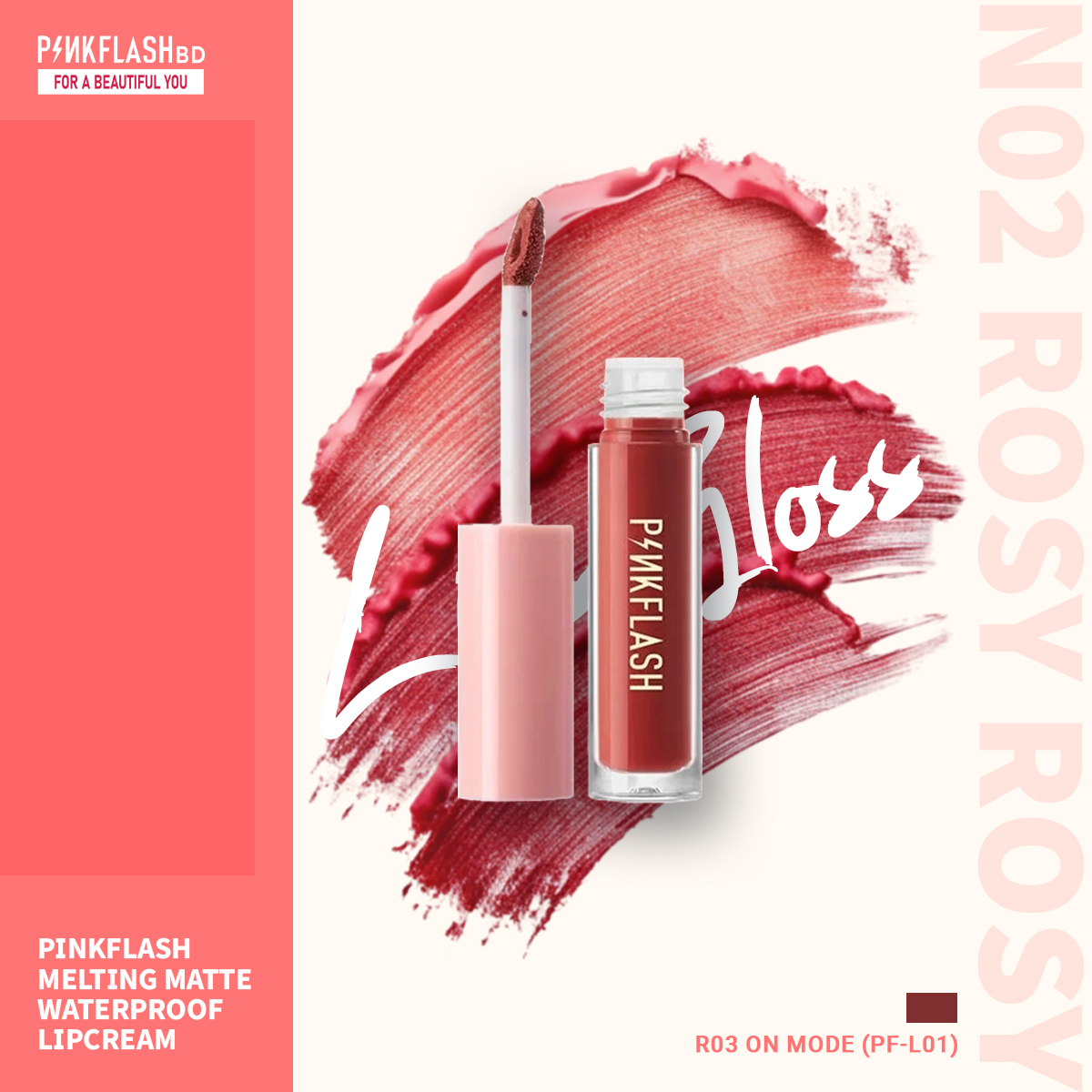 Picture of PinkFlash Lipstick #R03 On Mode (True Red) Melting Matte Waterproof Lipcream - 2.3g