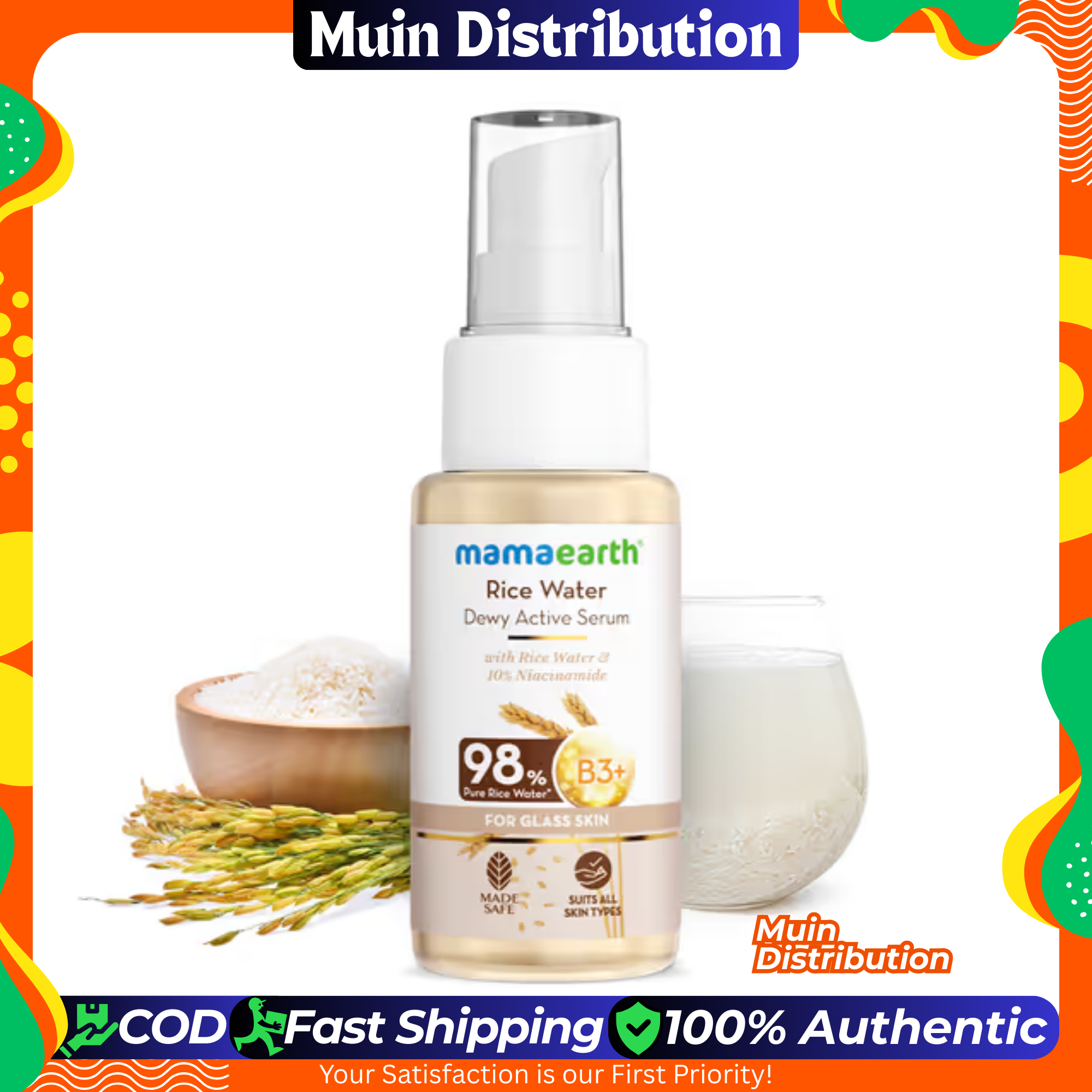 Picture of Mamaearth Rice Water Dewy Active Serum With Rice Water & 10% Niacinamide For Glass Skin - 50 ml