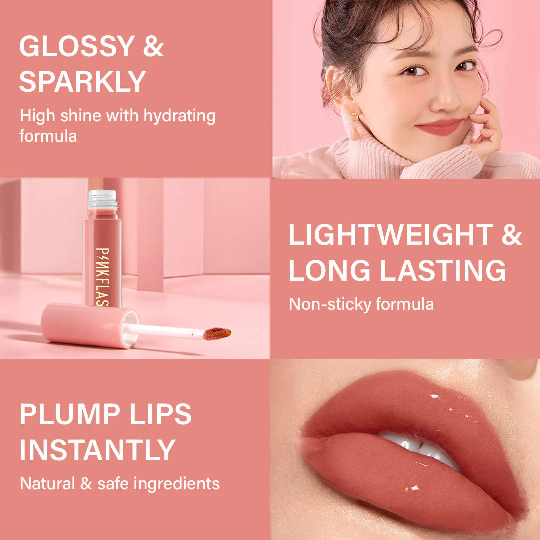 Picture of PinkFlash Lip Gloss #G06 Milk Tea (Nudee beige brown) Ever Glossy Moist Lip Gloss - 2.3g