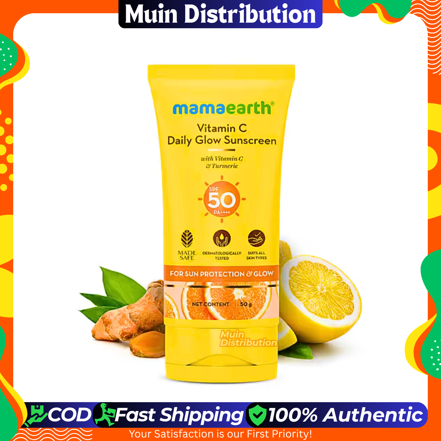 Picture of Mamaearth Vitamin C Daily Glow Sunscreen with Vitamin C & Turmeric for Sun Protection & Glow - 50 g