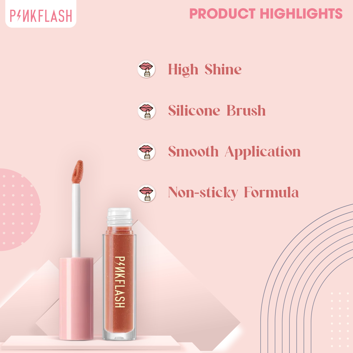 Picture of PinkFlash Lip Gloss #S04 Vertigo (Warm orange with gold shimmer) Ever Glossy Moist Lip Gloss - 2.3g