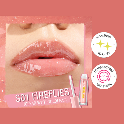 Picture of PinkFlash Lip Gloss #S01 Fireflies (Clear with goldleaf) Ever Glossy Moist Lip Gloss - 2.3g