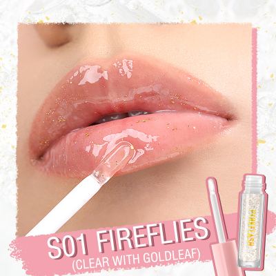 Picture of PinkFlash Lip Gloss #S01 Fireflies (Clear with goldleaf) Ever Glossy Moist Lip Gloss - 2.3g