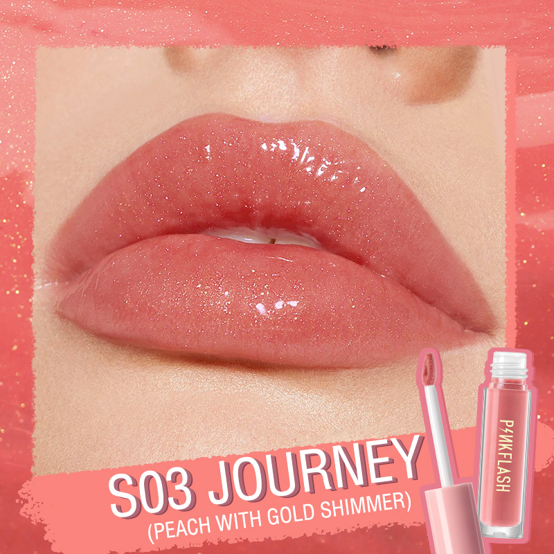 Picture of PinkFlash Lip Gloss #S03 Journey (Peach with gold shimmer) Ever Glossy Moist Lip Gloss - 2.3g