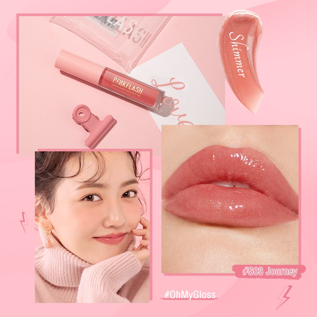Picture of PinkFlash Lip Gloss #S03 Journey (Peach with gold shimmer) Ever Glossy Moist Lip Gloss - 2.3g