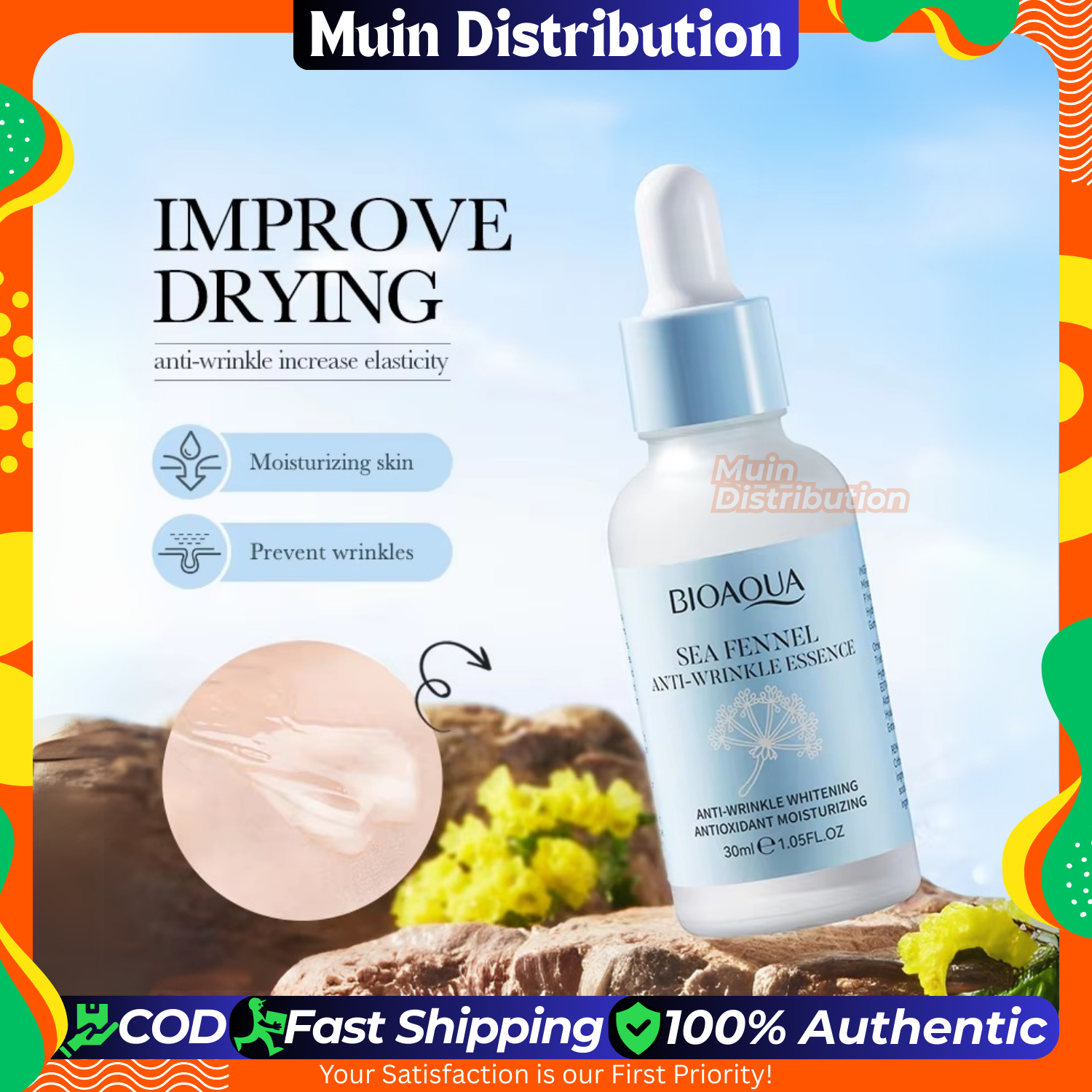 Picture of BIOAQUA Sea Fennel Hyaluronic Acid Anti-Wrinkle Essence Firming Light Lines Hydrating Moisturizing Serum 30ml