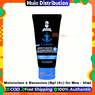 Picture of Muuchstac Mens Ocean Moisturizer & Sunscreen Matte Look Spf 18+ Cream With Turmeric & Aloe Vera Beads, Non-Sticky & Water Resistant 45ml