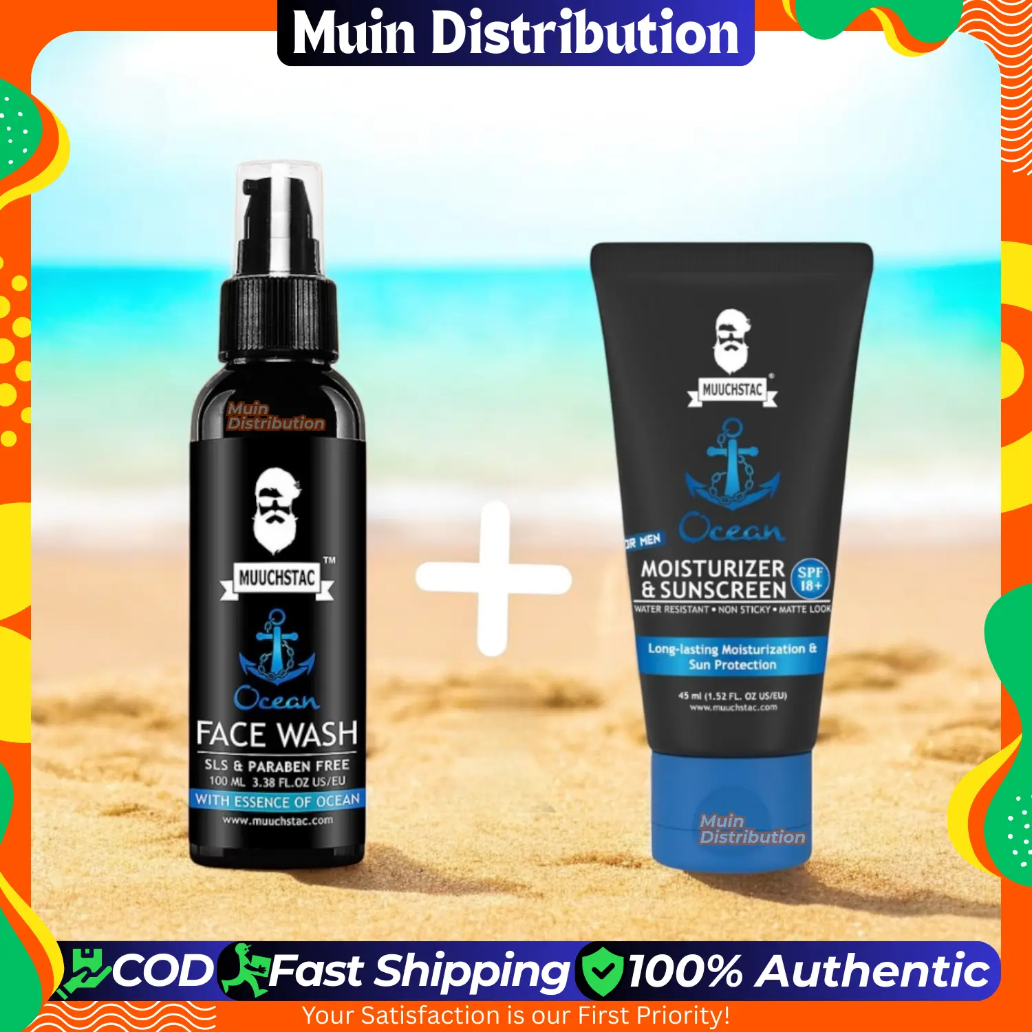 Picture of Muuchstac Ocean Facewash and Moisturizer Sunscreen Combo Pack For Men - Men's Skin Care