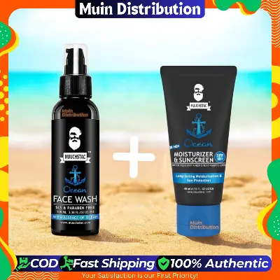 Picture of Muuchstac Ocean Facewash and Moisturizer Sunscreen Combo Pack For Men - Men's Skin Care