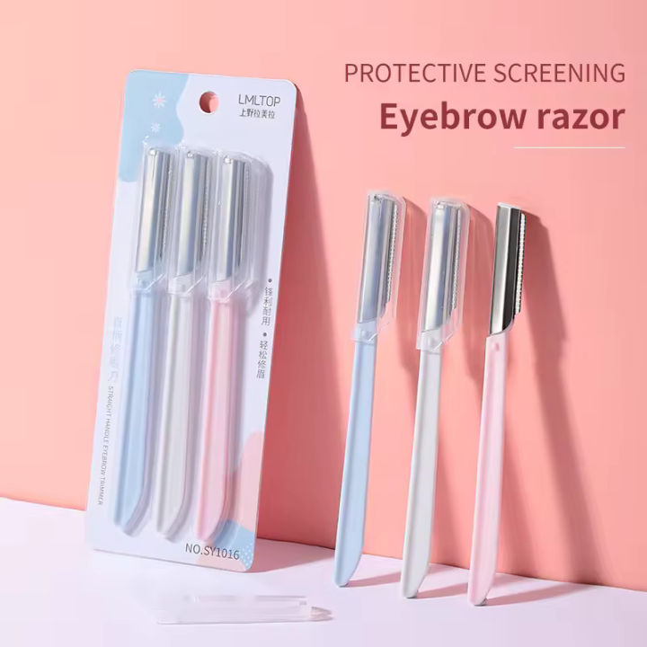 Picture of LMLTOP 3pcs Stainless Steel Eyebrow Razor Set High Quality Face Razors Eyebrow