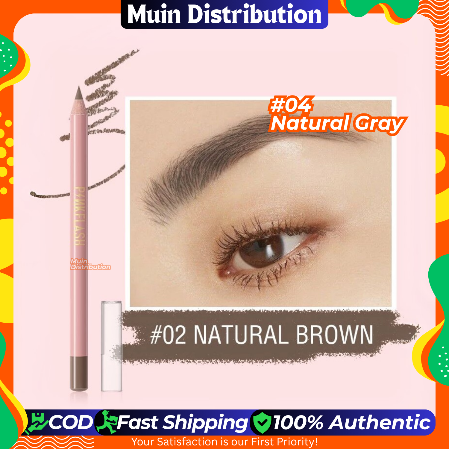 Picture of PinkFlash #02 (Natural Brown) Waterproof Eyebrow Pencil