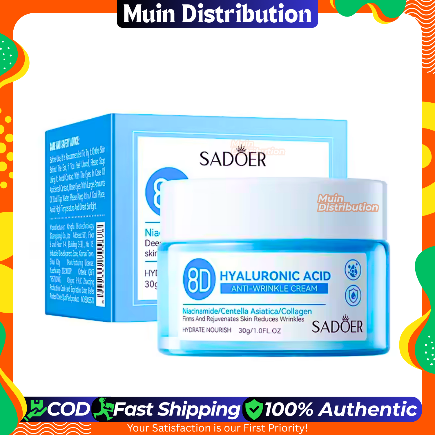 Picture of SADOER 8D Hyaluronic Acid Face Cream Anti Winkle Whitening Moisturizing Skin - 30g