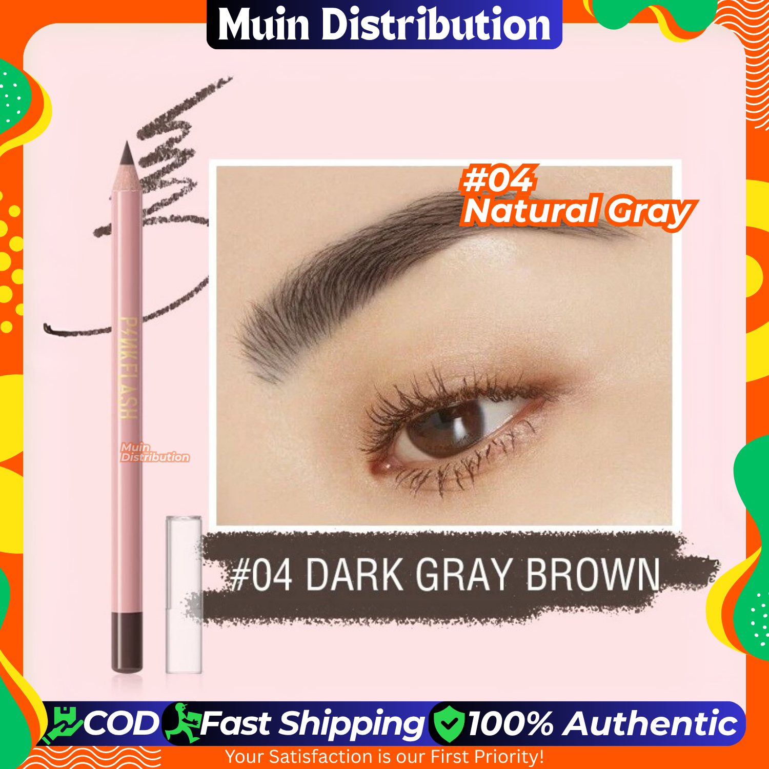 Picture of PinkFlash #04 (Dark Grey Brown) Waterproof Eyebrow Pencil