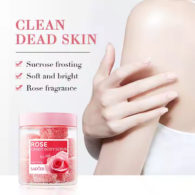 Picture of SADOER Rose Candy Body Scrub Texture Exfoliates Leaves Skin Smooth Clear 140g