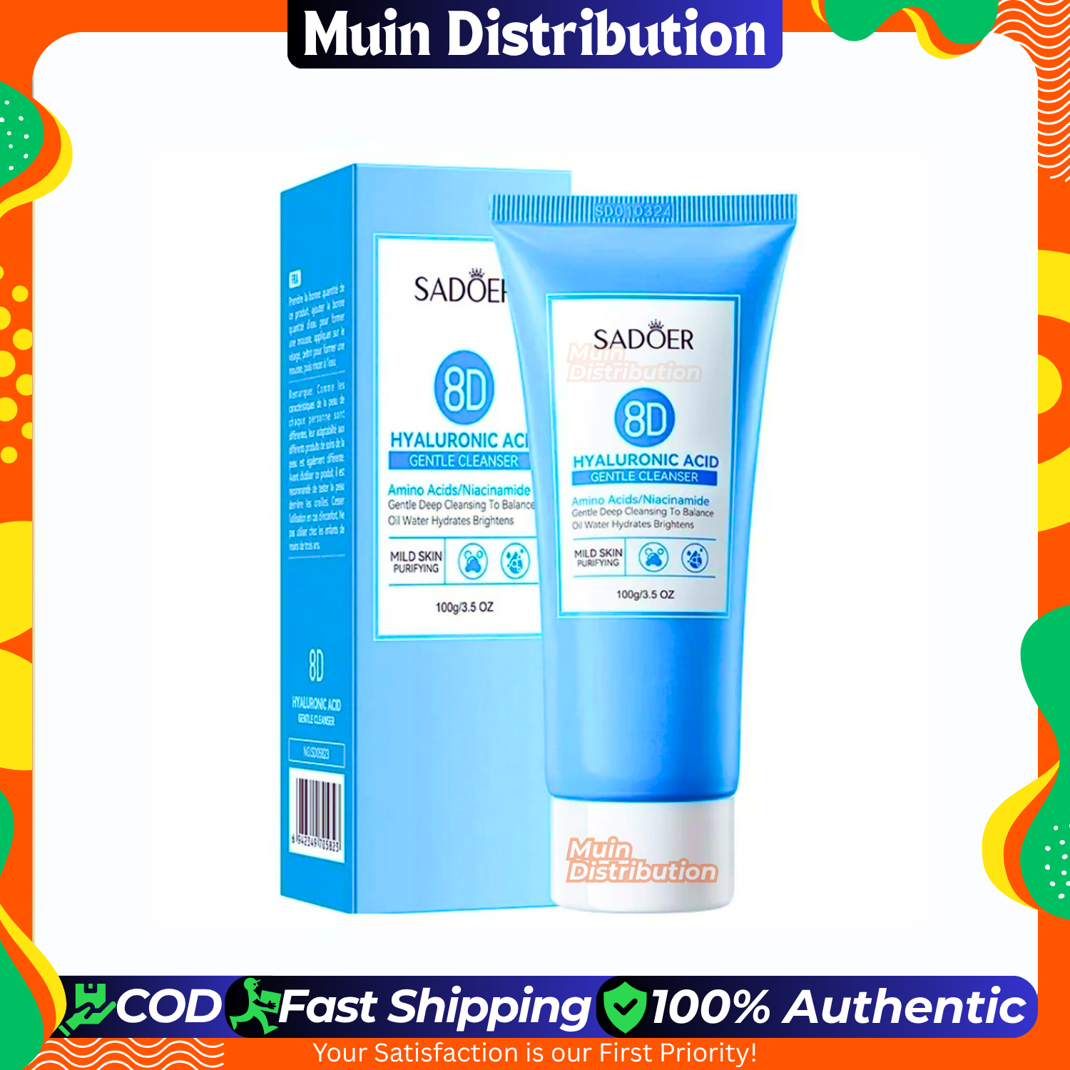 Picture of SADOER 8D Hyaluronic Acid Face Wash, Amino Acid & Niacinamide Gentle Deep Cleanser - 100ml