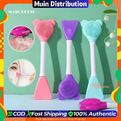 Picture of 1pcs Silicone Facial Cleansing Brushes, Dual-Headed, Soft Bristles for Gentle Exfoliation and Makeup Removal, Easy to Clean, Ergonomic Handle with Bear Ear Design, Facial Skin Care