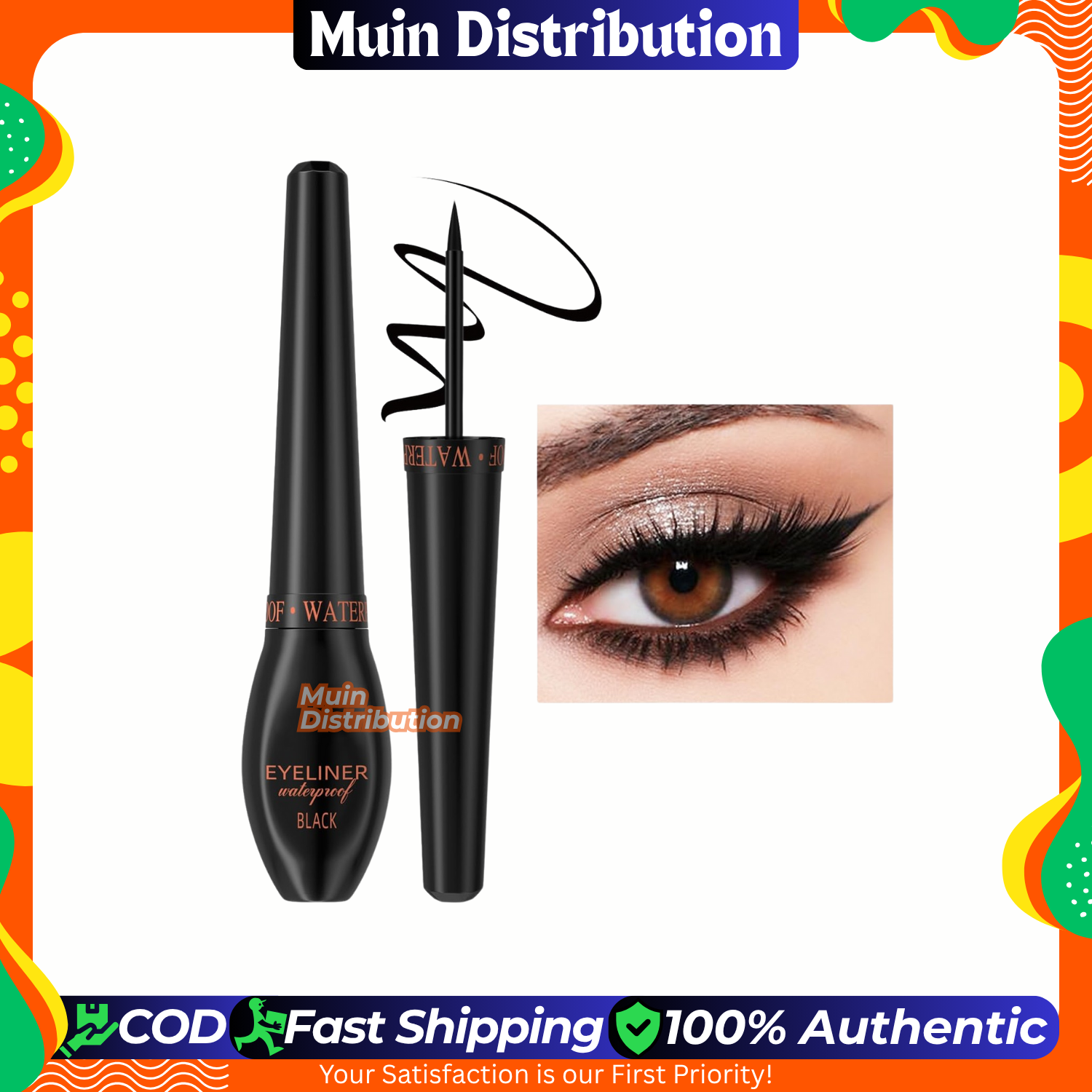Picture of Bob Charm Painting Depicts Eyeliner Smudge Proof Waterproof Supreme Black Eyeliner