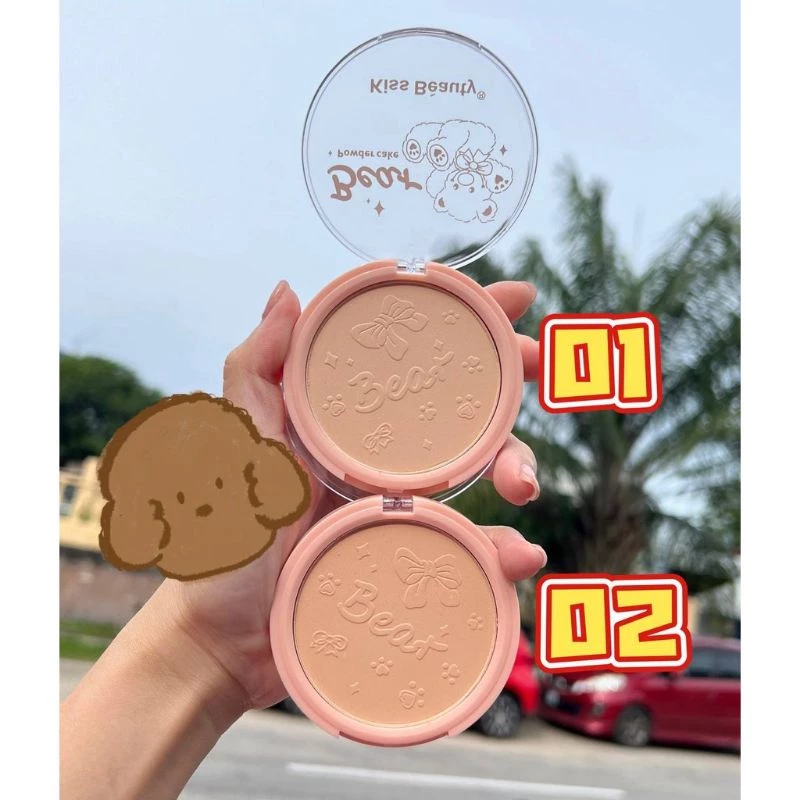 Picture of Kiss Beauty Bear Powder Cake - Conceal Blemishes & Oil Control Face Powder  - 10g