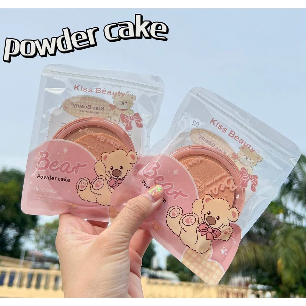 Picture of Kiss Beauty Bear Powder Cake - Conceal Blemishes & Oil Control Face Powder  - 10g
