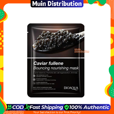 Picture of BIOAQUA Caviar Fullerene Bouncing Nourishing Facial Mask Hydrating Moisturizing Mask Product Efficacy:  With plant fiber membrane cloth, it is light and thin, contains caviar and other skin care essence,  replenishes skin moisture and nutrients, nourishes