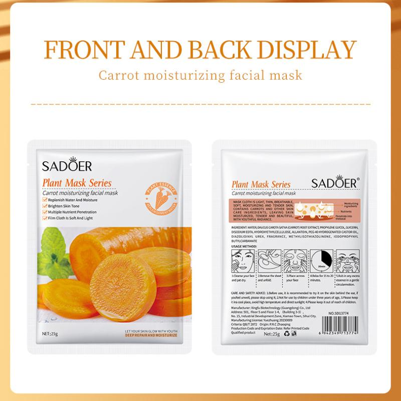 Picture of SADOER Plant Carrot Facial Mask Deep Repair and Moisturizing Sheet Mask - 1Pcs