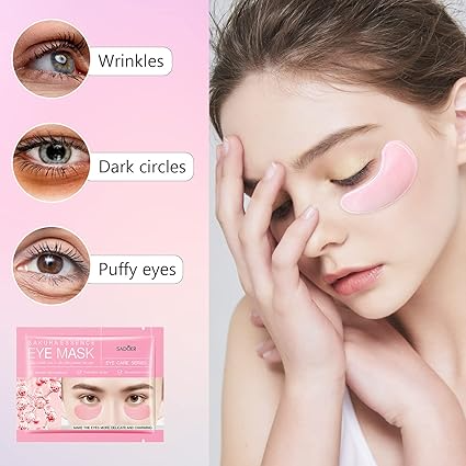 Picture of Sadoer Sakura Essence Eye Mask for Puffy Eyes,Reducing Dark Circles,Anti-Aging & Refreshing, Collagen Eye Mask for Moisturizing - 1Pcs