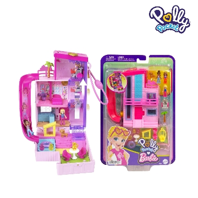 Picture of Polly Pocket HWP11 Barbie Dreamhouse Compact, Dollhouse Playset With 3 Micro Dolls, Ages 4+