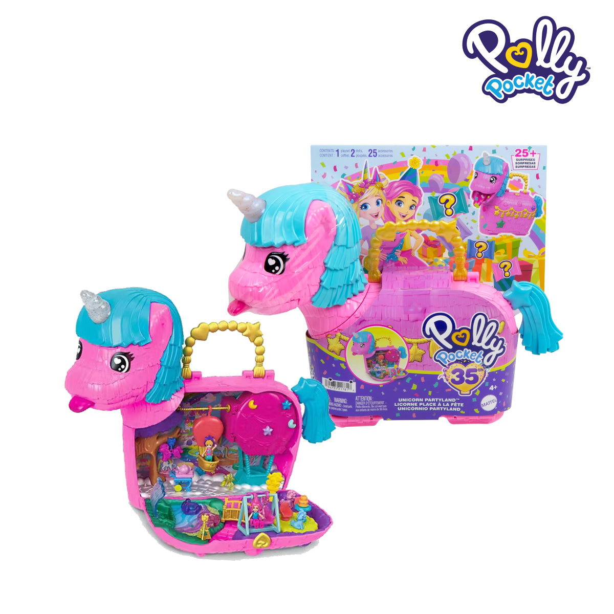 Picture of Polly Pocket HWP07 Unicorn Partyland Playset With 2 Micro Dolls, Ages 4+