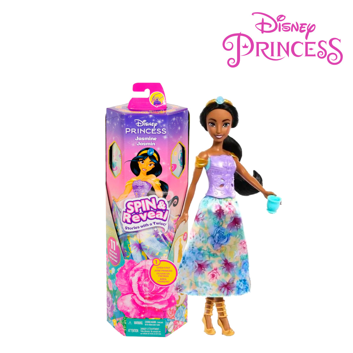 Picture of Disney Princess HXC23 Spin & Reveal Jasmine Fashion Doll & Accessories, Ages 3+