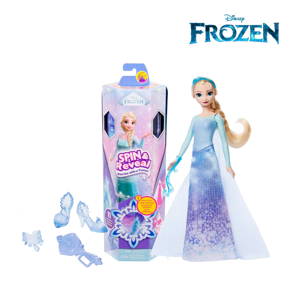 Picture of Disney Frozen JBG59 Spin & Reveal Elsa Fashion Doll & Accessories, Ages 3+
