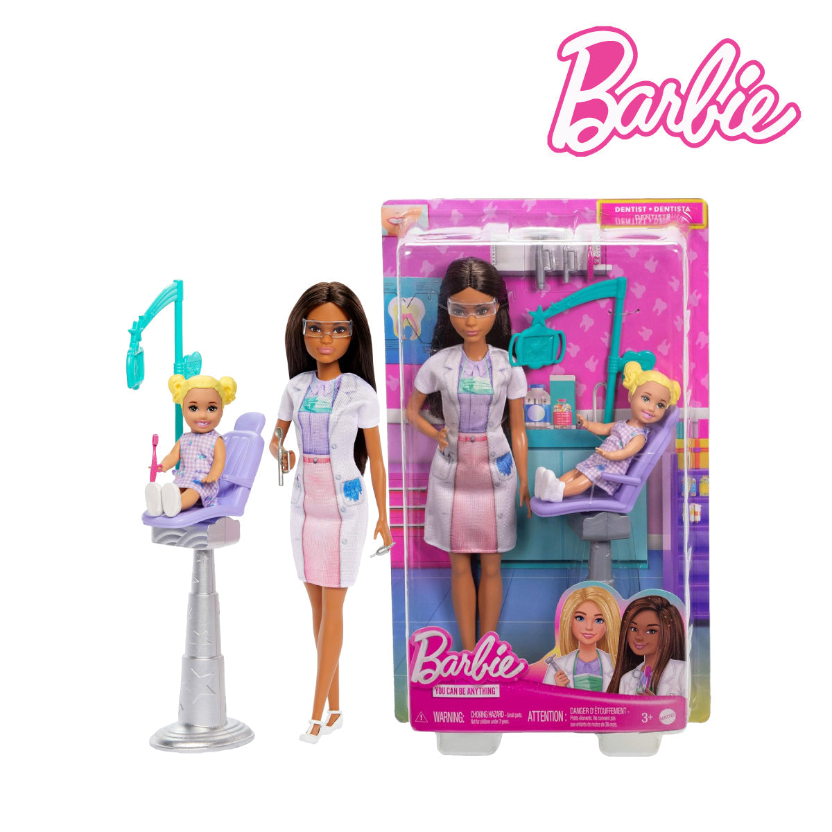 Picture of Barbie JCR75 Dentist Doll With Brunette Fashion Doll, Ages 3+