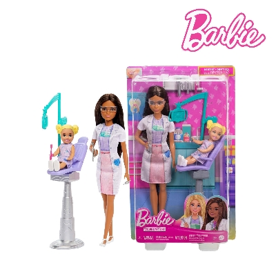 Picture of Barbie JCR75 Dentist Doll With Brunette Fashion Doll, Ages 3+