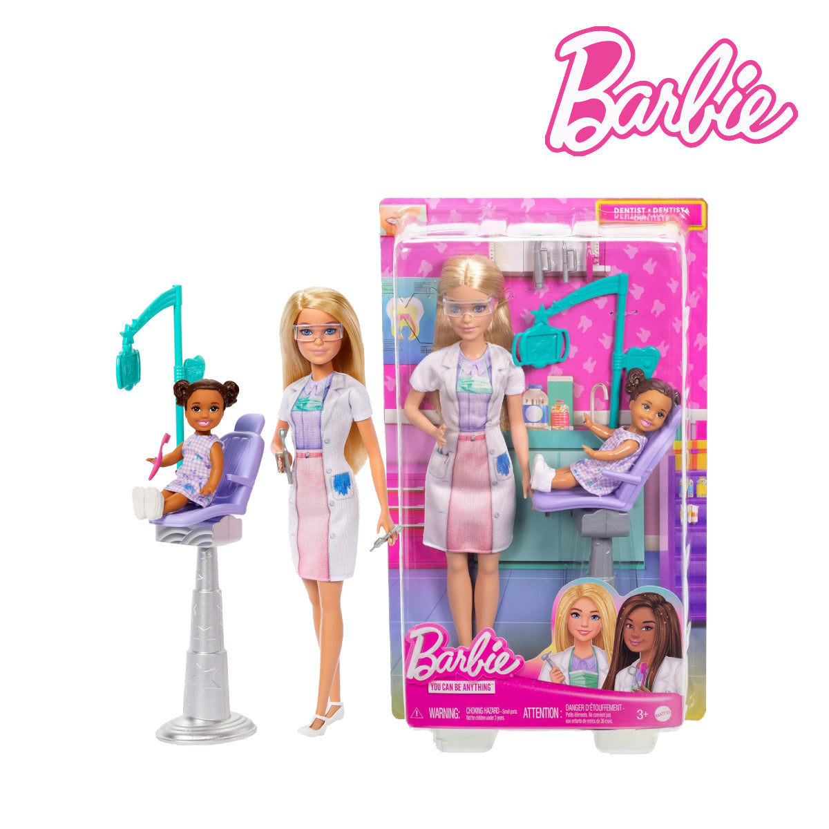 Picture of Barbie JCR74 Dentist Doll With Blonde Fashion Doll, Ages 3+