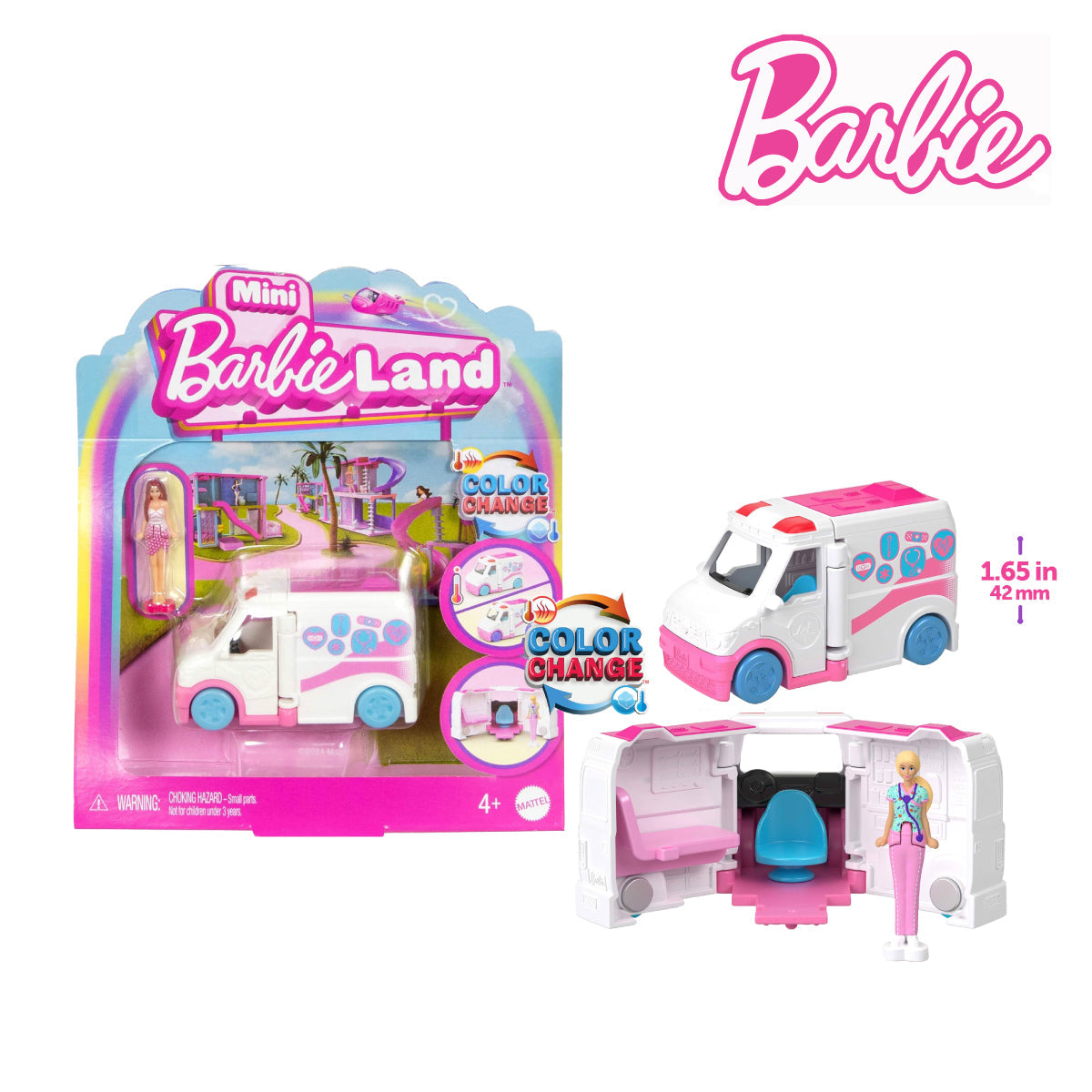 Picture of Barbie JCR34 Mini Barbieland Doll & Vehicle Set With 1.5-Inch Doll, Ages 3+