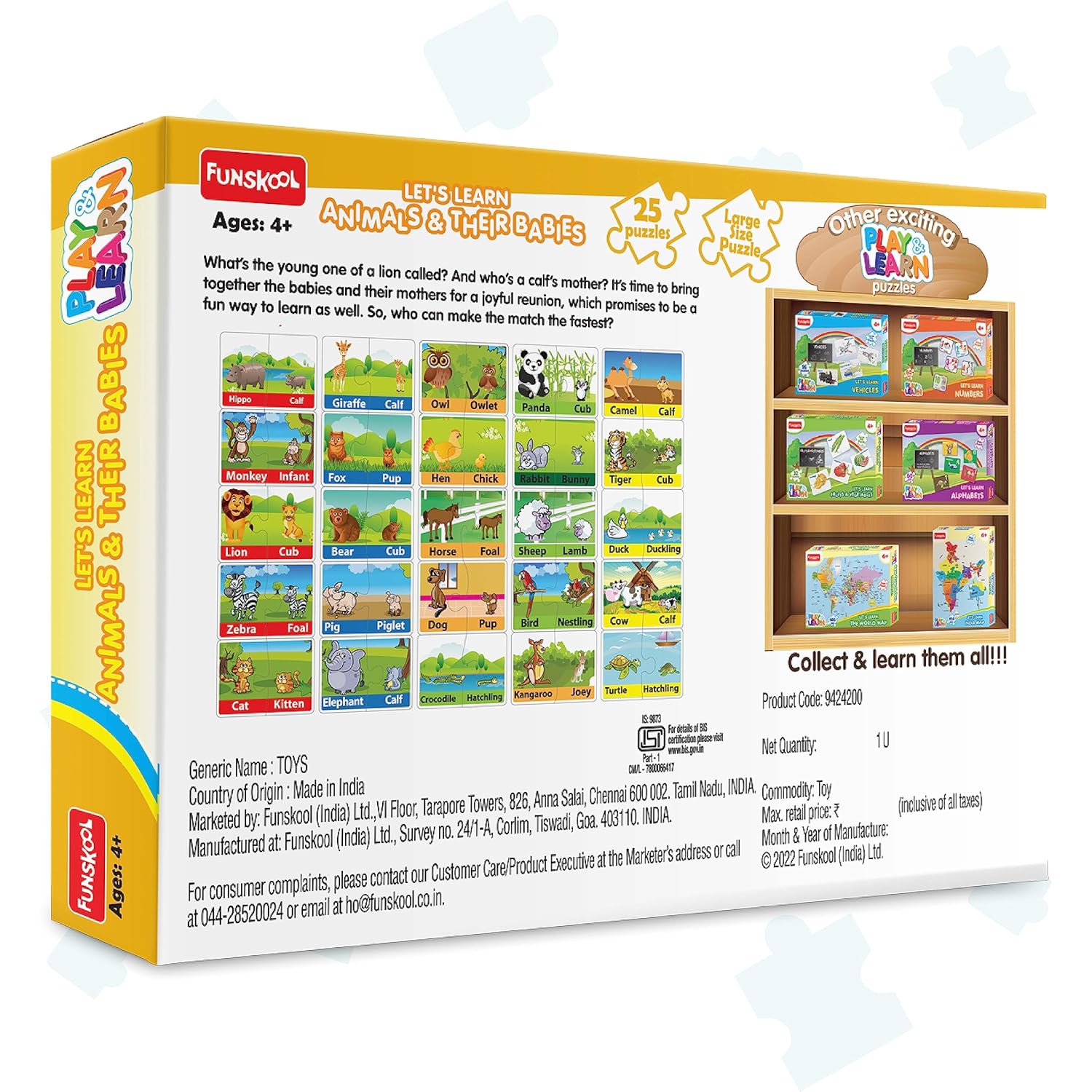 Picture of Funskool Play and Learn Animals & Their Babies Puzzle