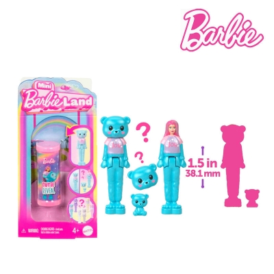 Picture of Barbie JCR15 Mini Barbieland Cutie Reveal Doll & Pet, 1.5-Inch Cozy Cute Tees Series, Ages 4+