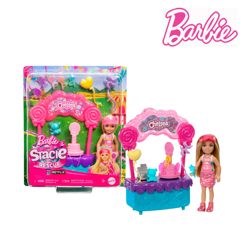 Picture of Barbie HRM07 Chelsea Doll & Lollipop Stand with10-Piece Toy Playset, Ages 3+