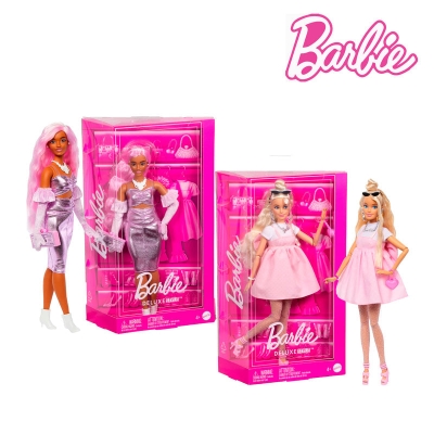 Picture of Barbie HYV24 Deluxe Style Dolls in Pink Outfits with Glam Accessories