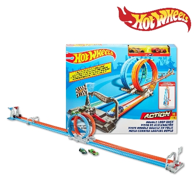 Picture of Hot Wheels GFH85 Double Loop Dash Track Set (Damage Box), Ages 5+