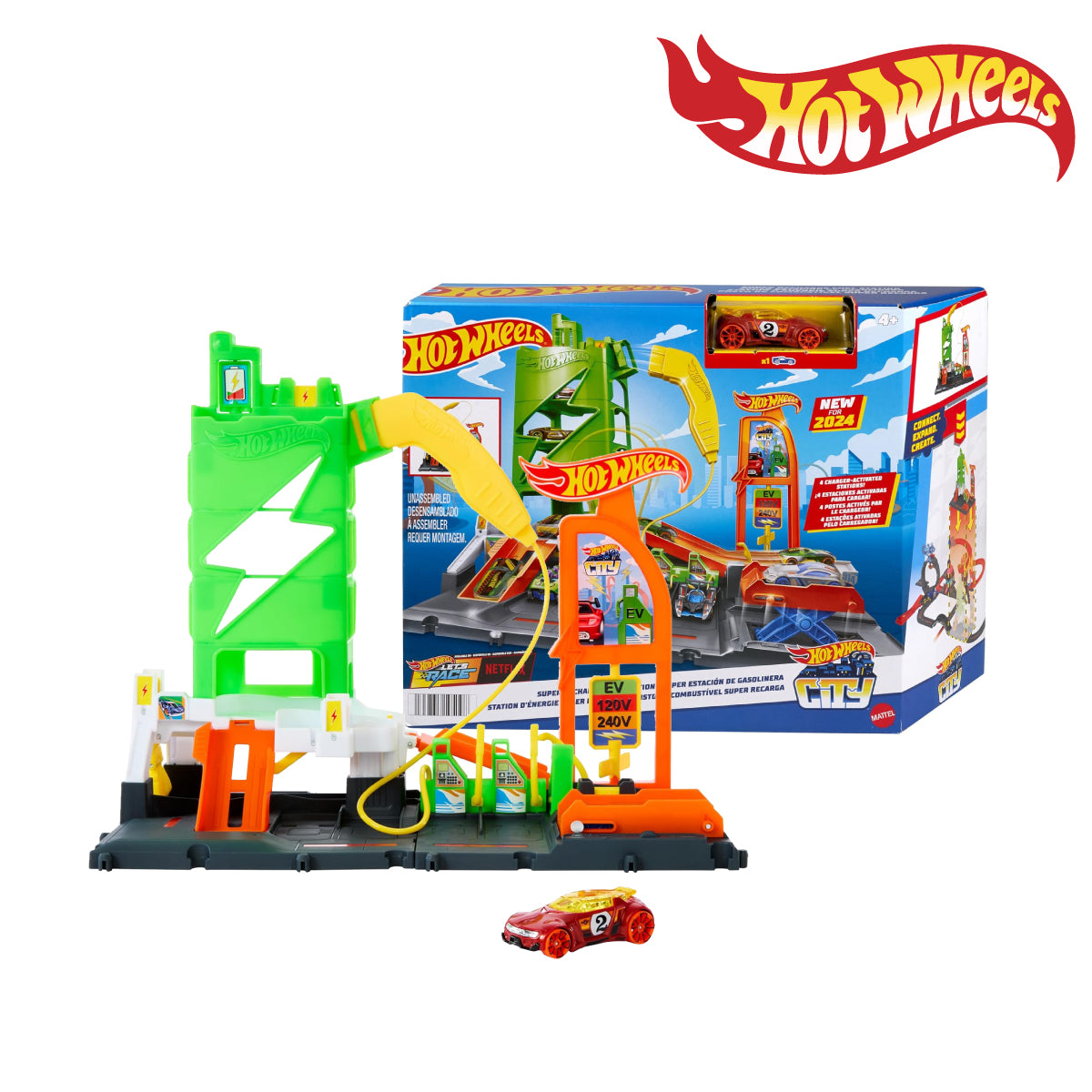 Picture of Hot Wheels HTN79 City Super Recharge Fuel Station (Damaged Box), Ages 5+