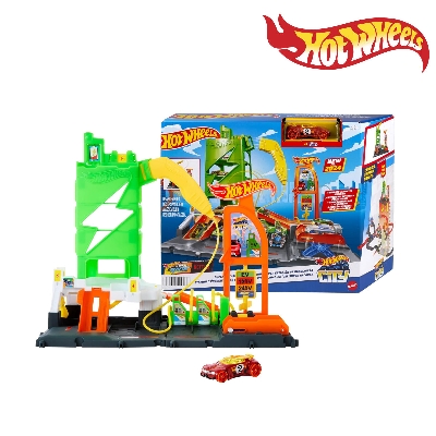 Picture of Hot Wheels HTN79 City Super Recharge Fuel Station (Damaged Box), Ages 5+