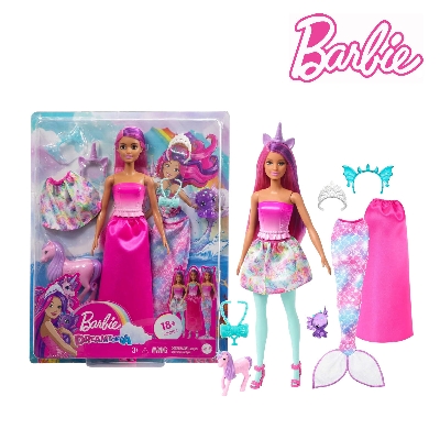 Picture of Barbie HLC28 Dress Up Doll with Fantasy Pets