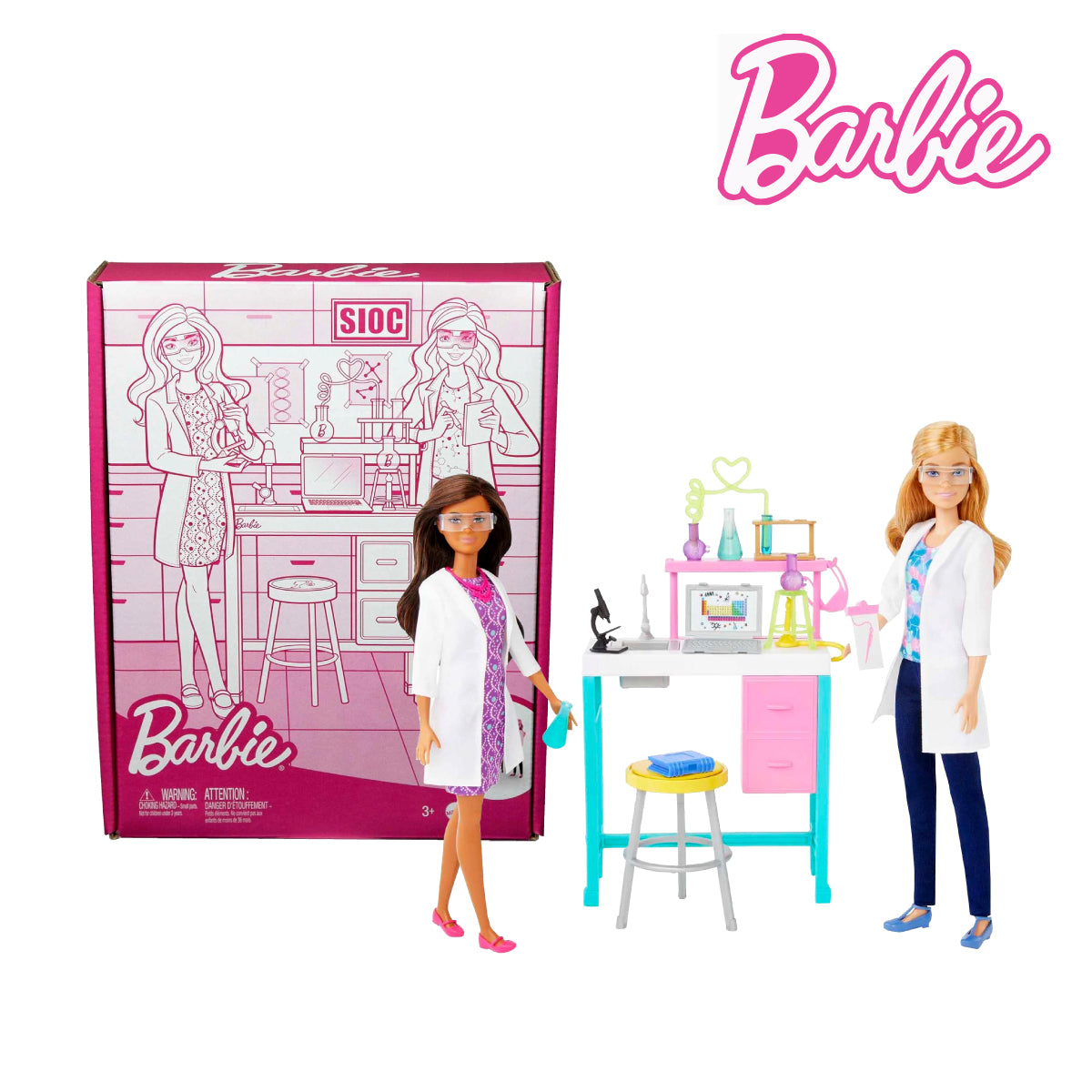 Picture of Barbie HJY95 Science Lab Playset With 2 Dolls, Lab Bench And Accessories