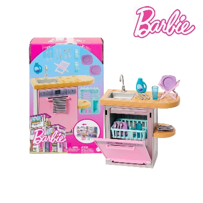 Picture of Barbie HJV34 Furniture And Accessory Pack, Kids Toys, Dishwasher Theme
