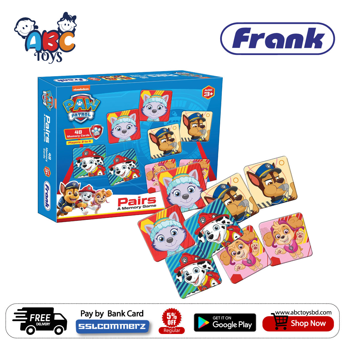 Picture of Frank 70304 Paw Patrol Pairs Memory Game