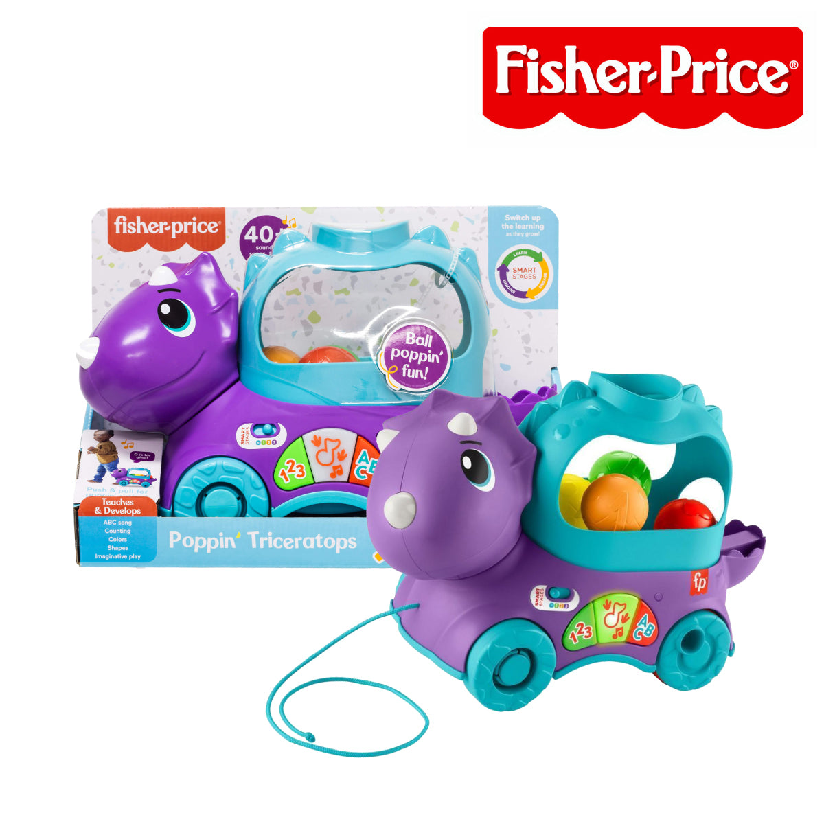 Picture of Fisher-Price HJN99 Poppinâ€™ Triceratops Dinosaur